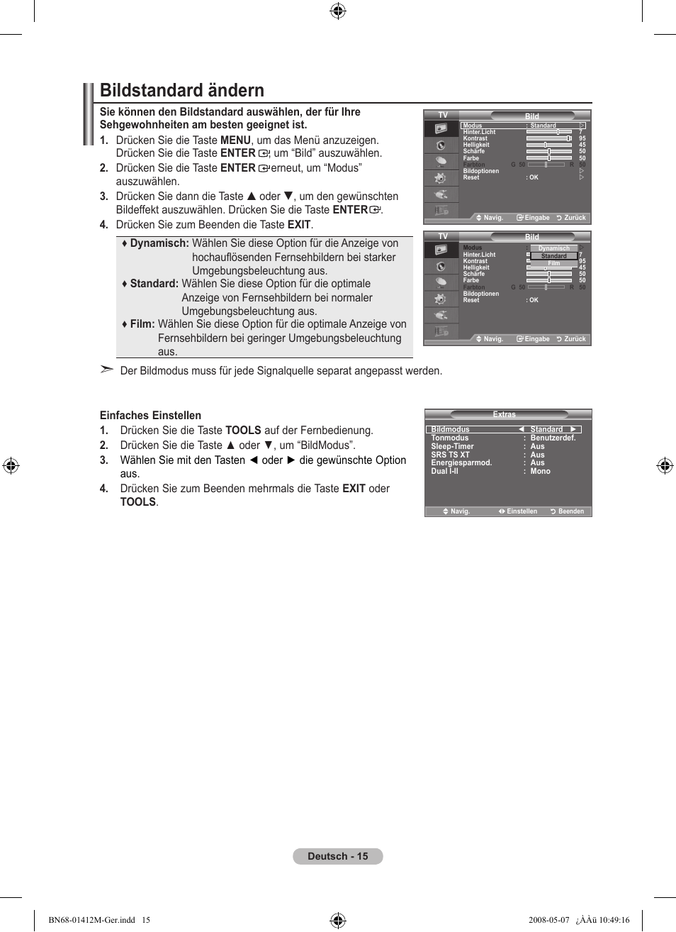 Bildstandard ändern | Samsung LE22A656A1D User Manual | Page 117 / 403