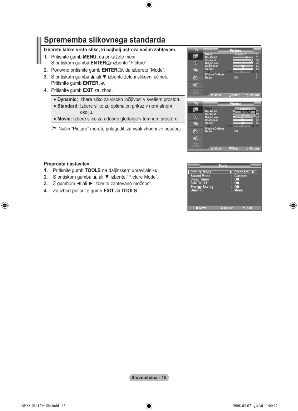 Sprememba slikovnega standarda | Samsung LE22A656A1D User Manual | Page 368 / 403