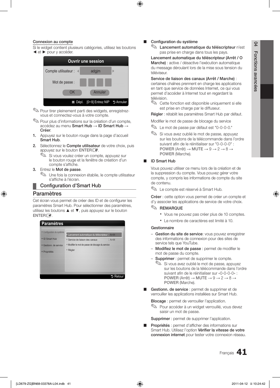 Paramètres | Samsung LE46D679M3S User Manual | Page 149 / 217