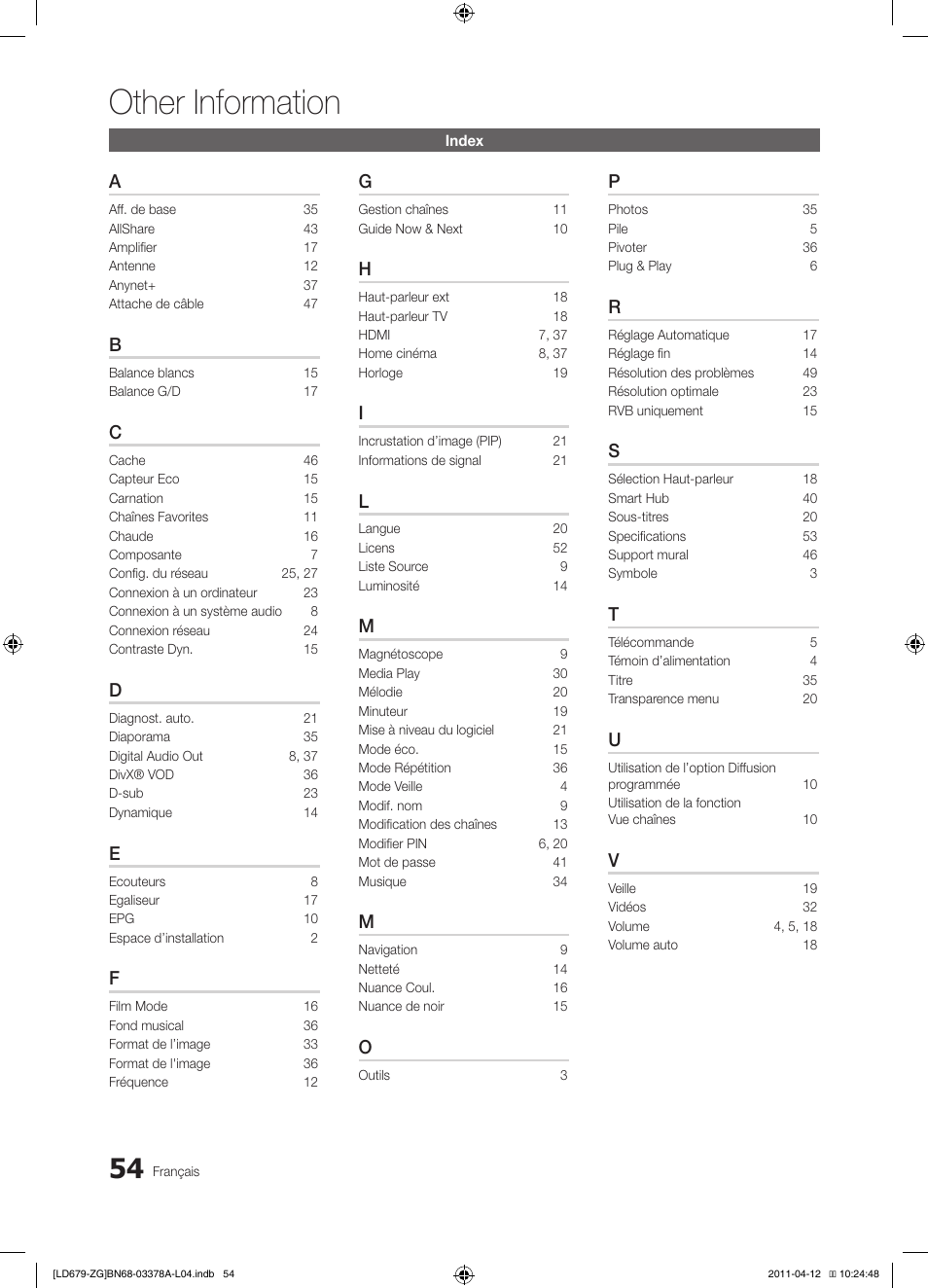 Other information | Samsung LE46D679M3S User Manual | Page 162 / 217