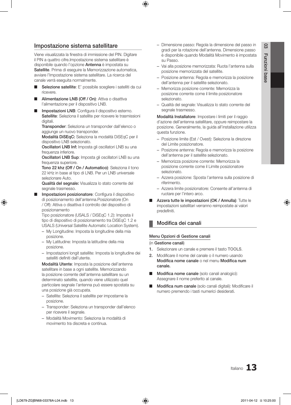 Impostazione sistema satellitare | Samsung LE46D679M3S User Manual | Page 175 / 217