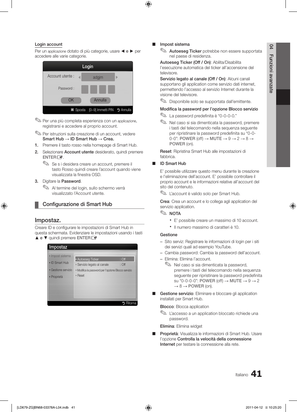 Impostaz | Samsung LE46D679M3S User Manual | Page 203 / 217