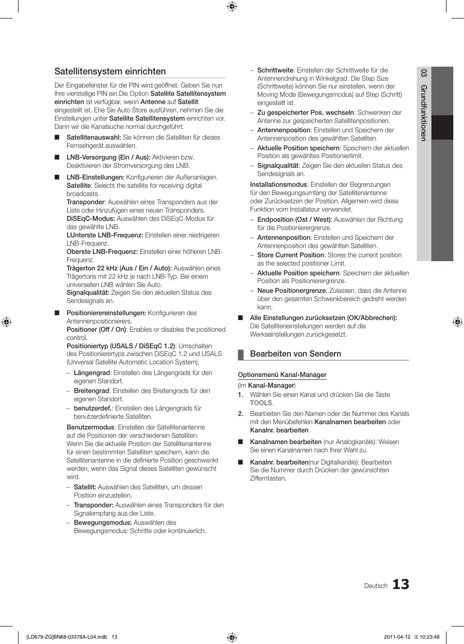 Satellitensystem einrichten | Samsung LE46D679M3S User Manual | Page 67 / 217
