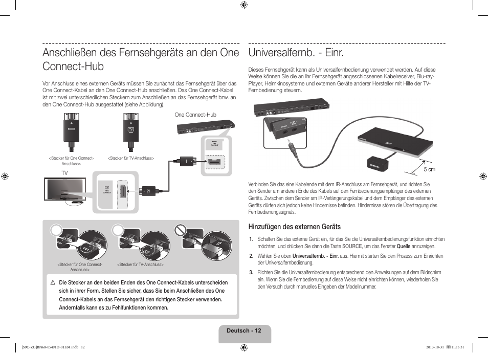 Universalfernb. - einr, Hinzufügen des externen geräts | Samsung KE55S9CSL User Manual | Page 36 / 97