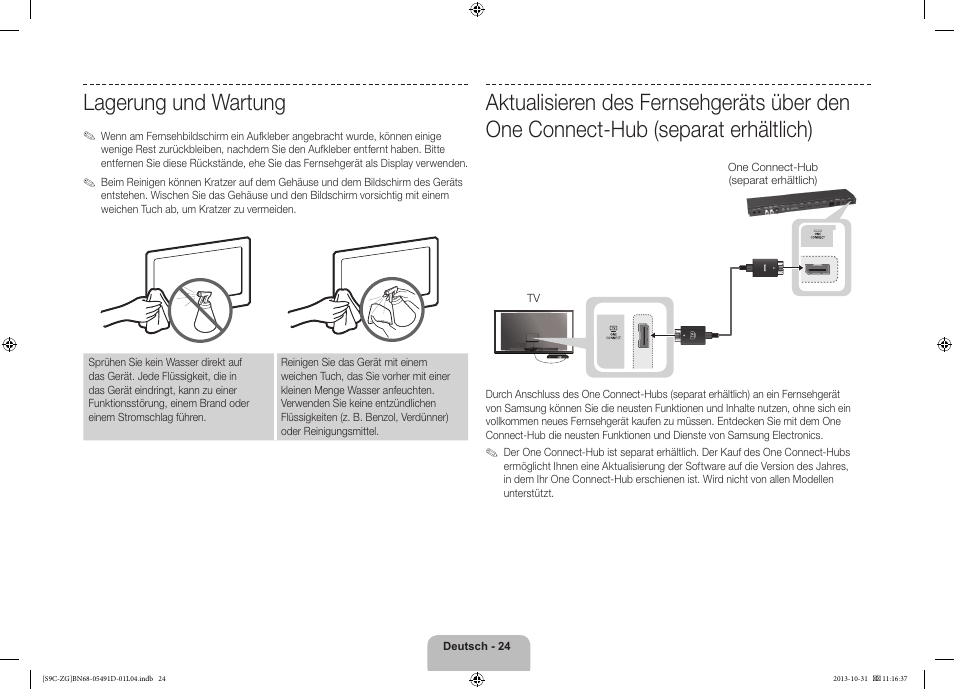 Lagerung und wartung | Samsung KE55S9CSL User Manual | Page 48 / 97