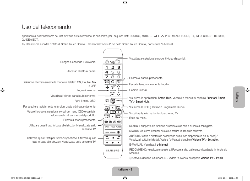 Uso del telecomando | Samsung KE55S9CSL User Manual | Page 81 / 97