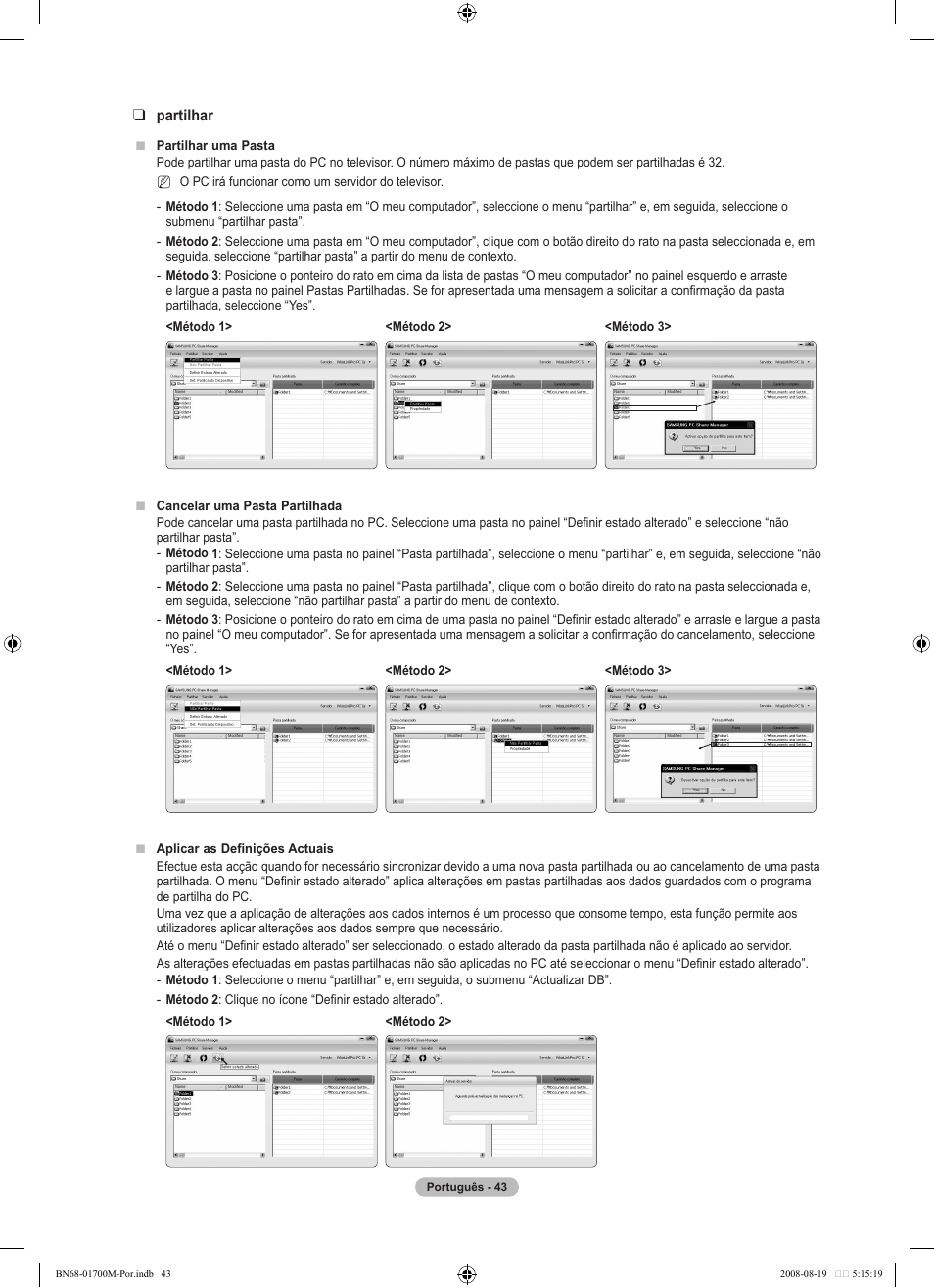 Partilhar | Samsung LE46A756R1M User Manual | Page 285 / 422