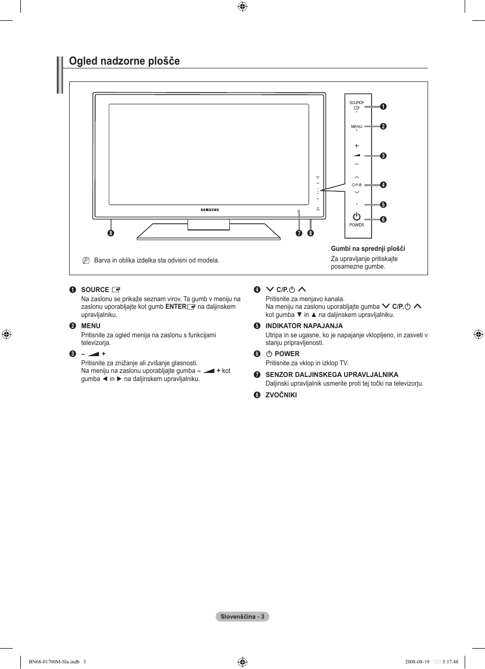 Ogled nadzorne plošče | Samsung LE46A756R1M User Manual | Page 305 / 422