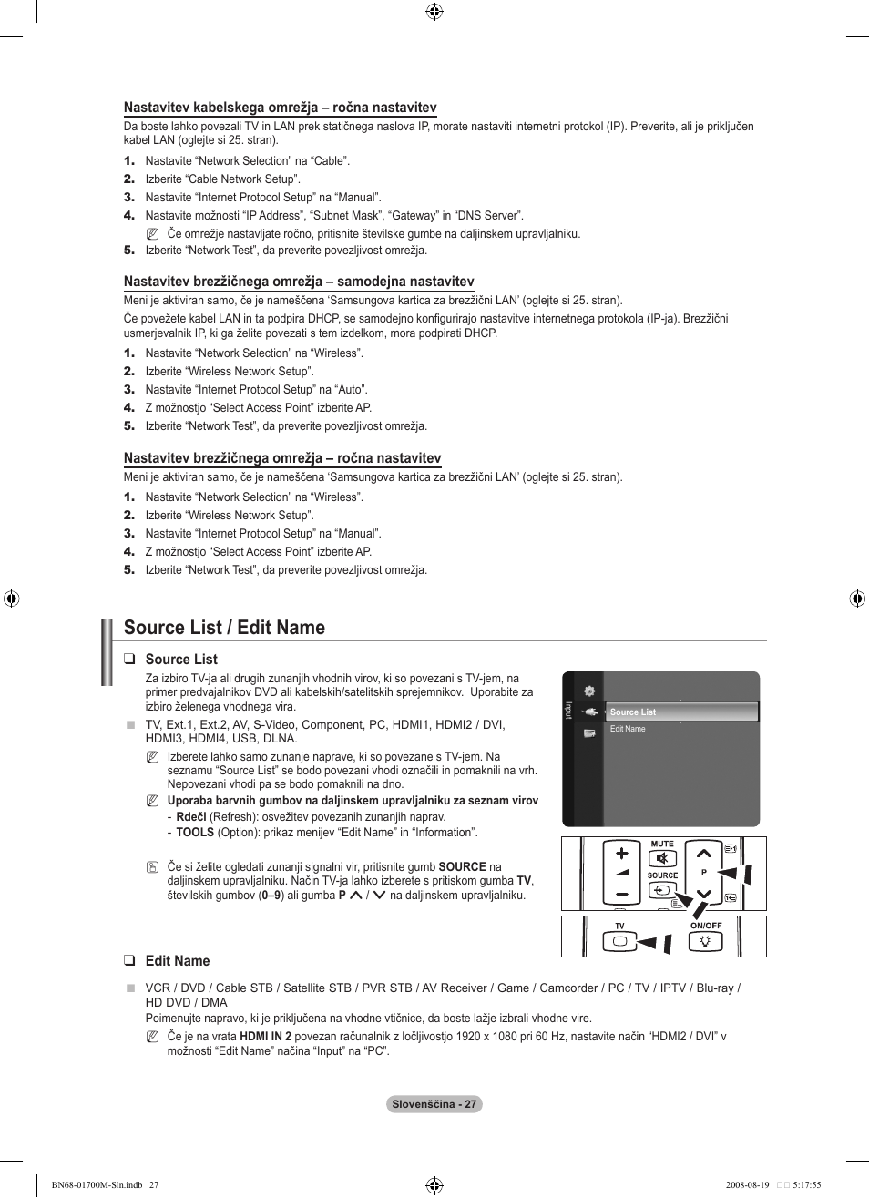 Source list / edit name | Samsung LE46A756R1M User Manual | Page 329 / 422