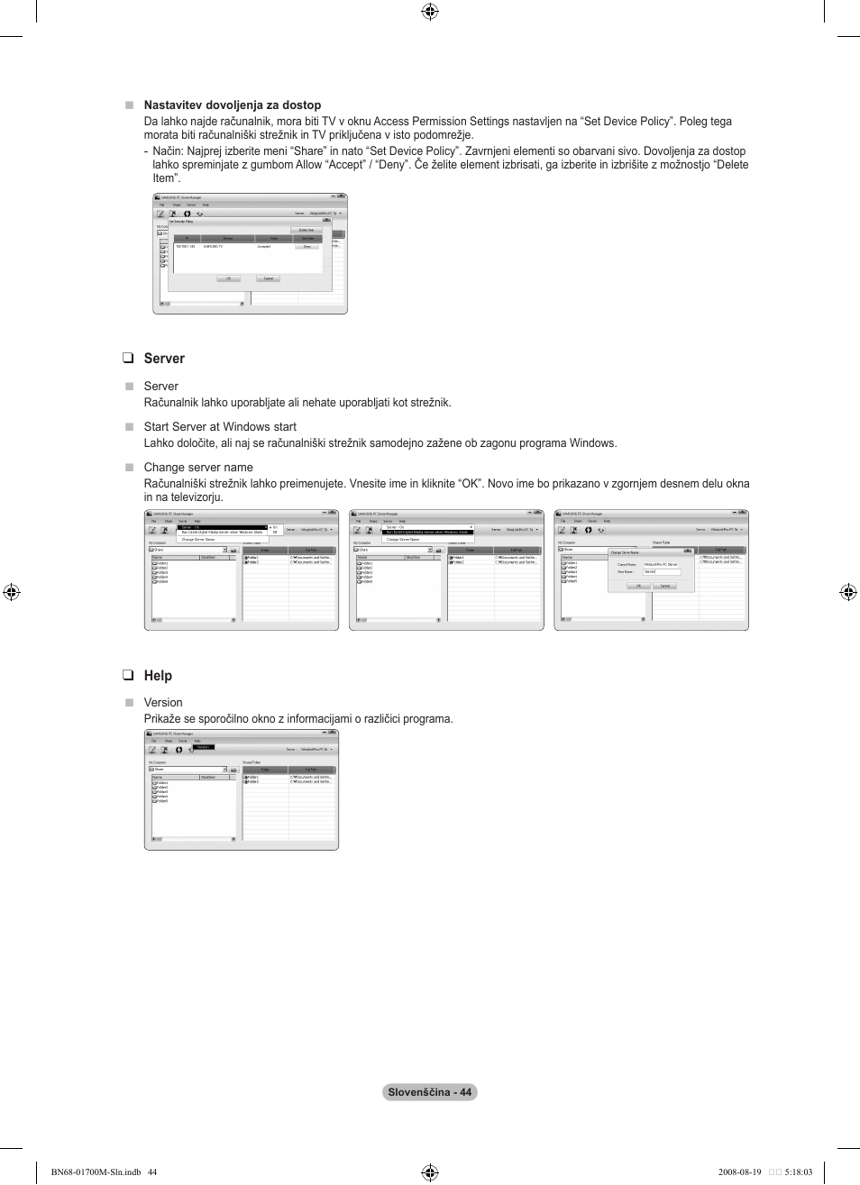 Server, Help | Samsung LE46A756R1M User Manual | Page 346 / 422