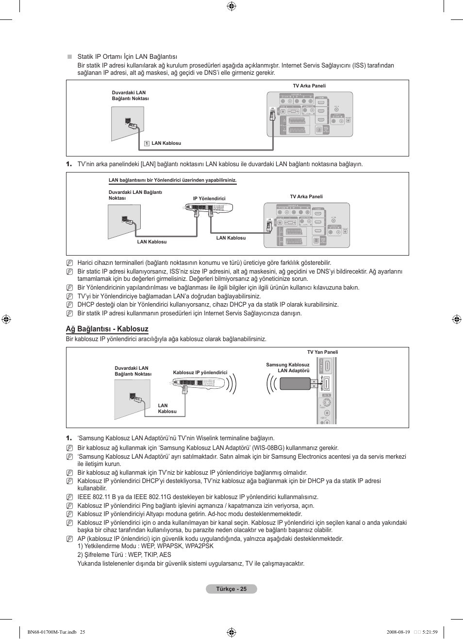Ağ bağlantısı - kablosuz | Samsung LE46A756R1M User Manual | Page 387 / 422