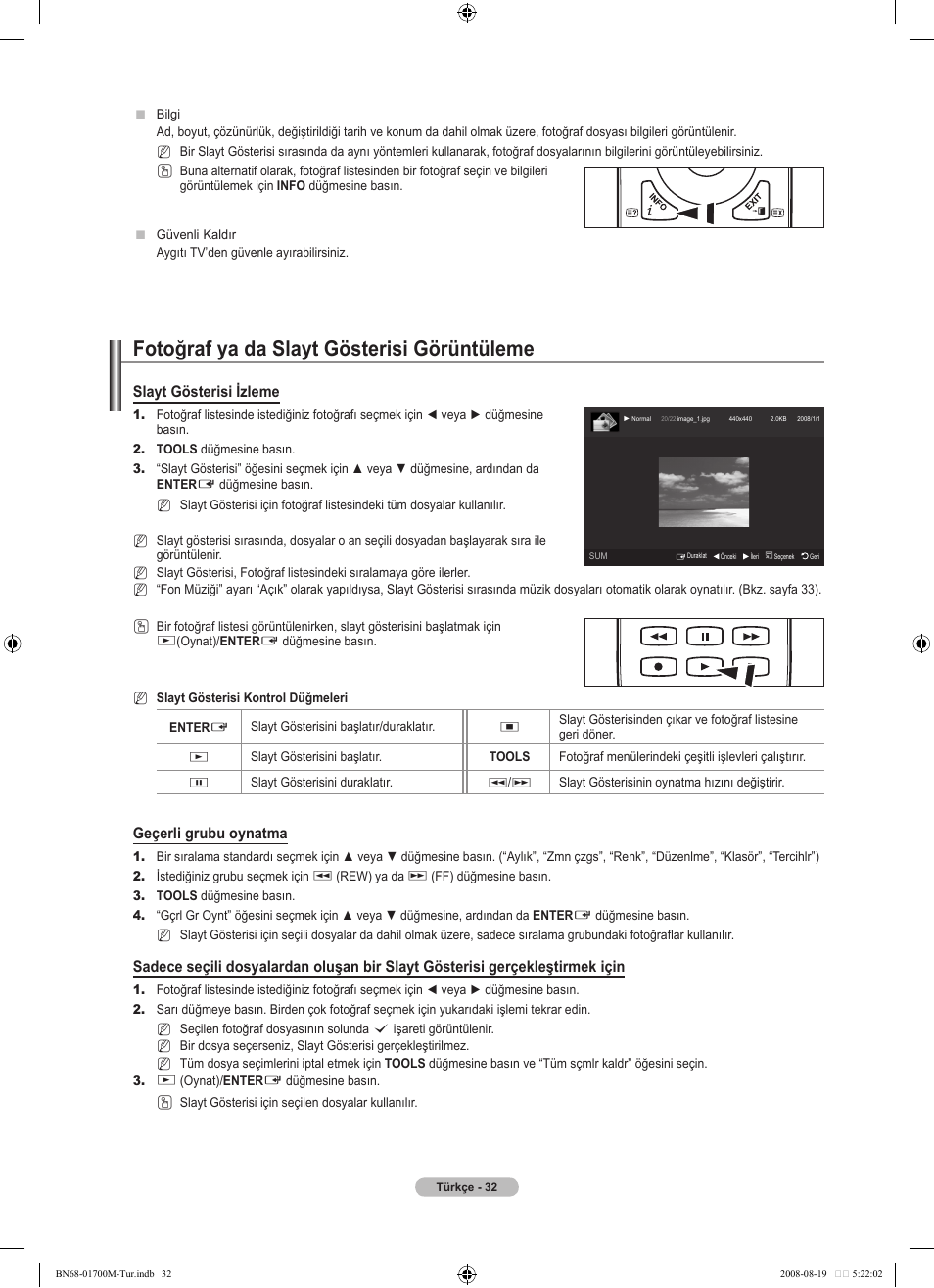 Fotoğraf ya da slayt gösterisi görüntüleme, Slayt gösterisi izleme, Geçerli grubu oynatma | Samsung LE46A756R1M User Manual | Page 394 / 422