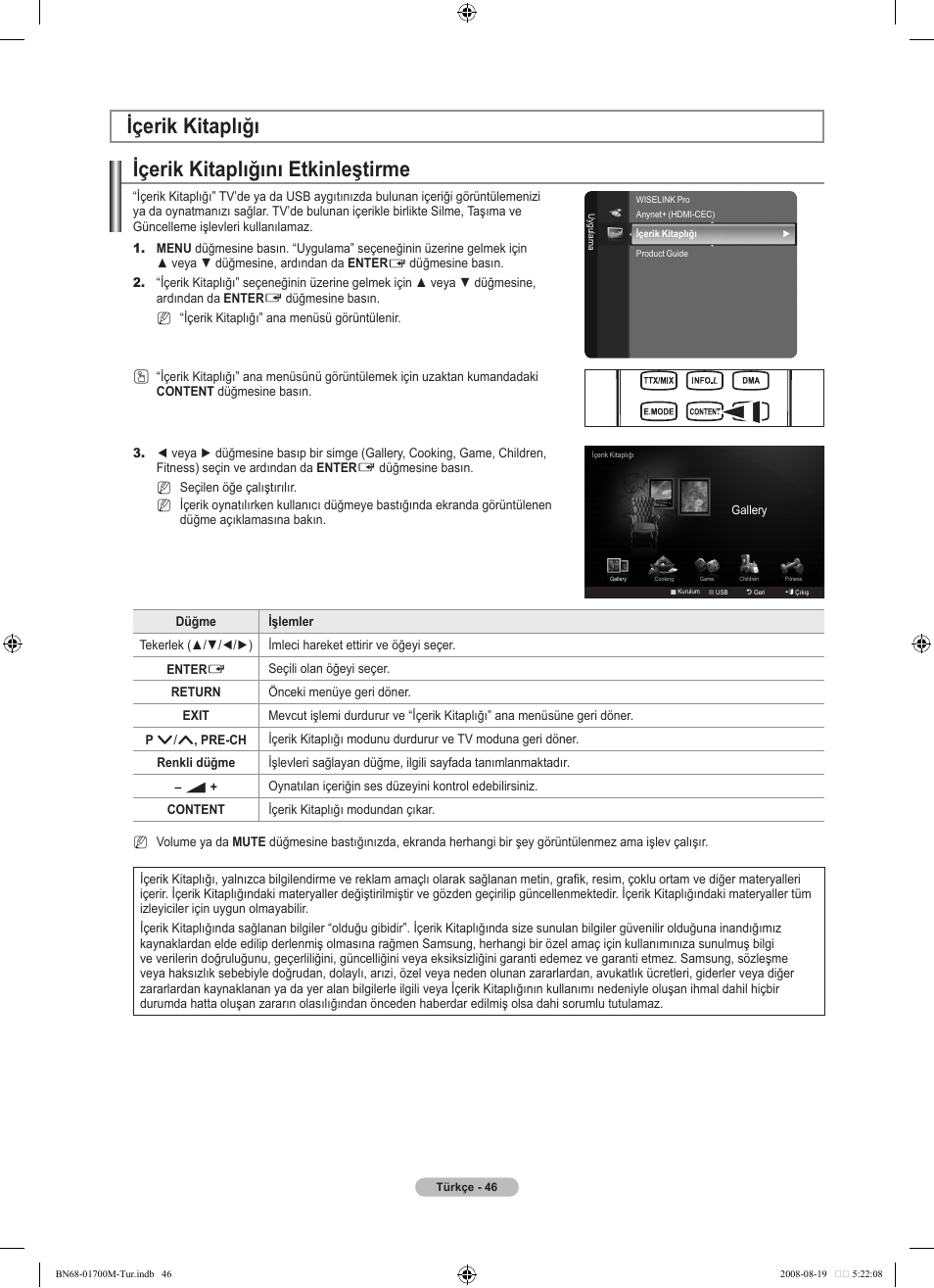 Içerik kitaplığını etkinleştirme, Içerik kitaplığı | Samsung LE46A756R1M User Manual | Page 408 / 422