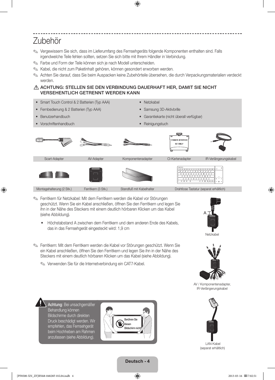 Zubehör | Samsung PS51F8500SL User Manual | Page 52 / 97