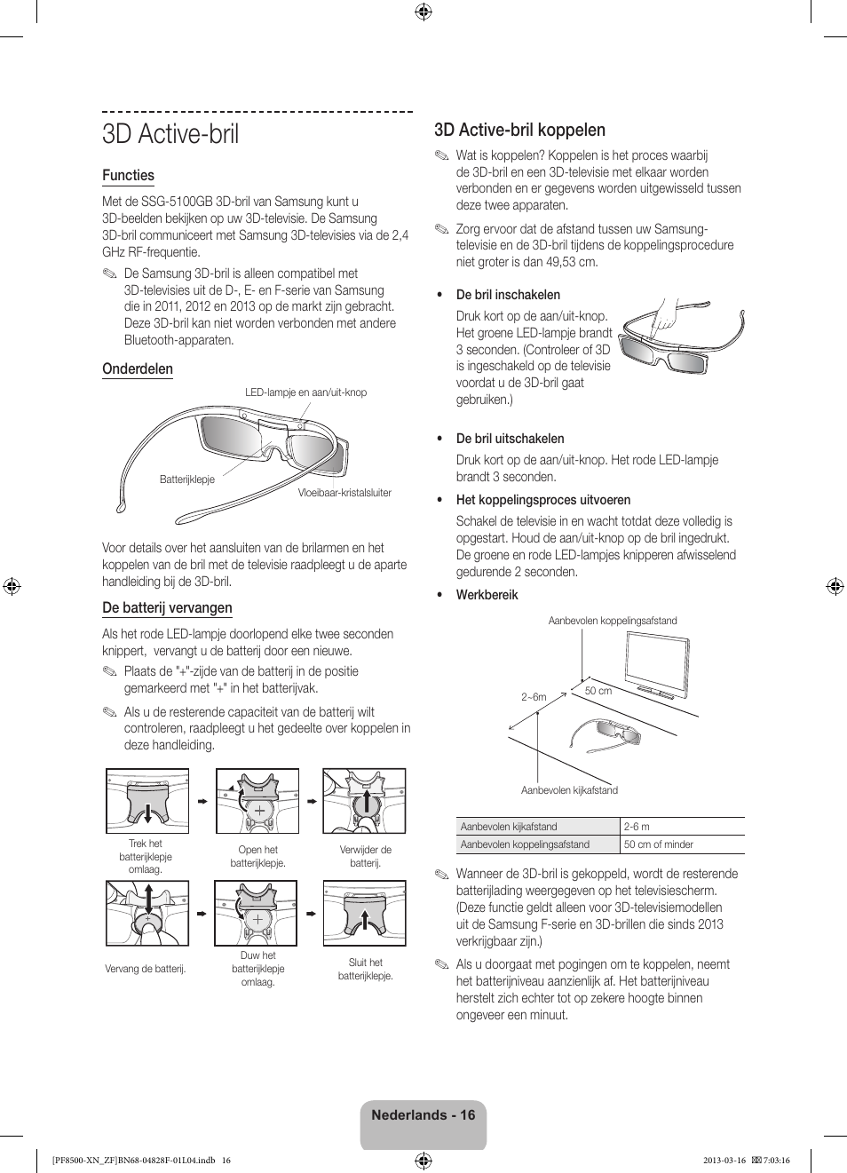 3d active-bril, 3d active-bril koppelen | Samsung PS51F8500SL User Manual | Page 88 / 97