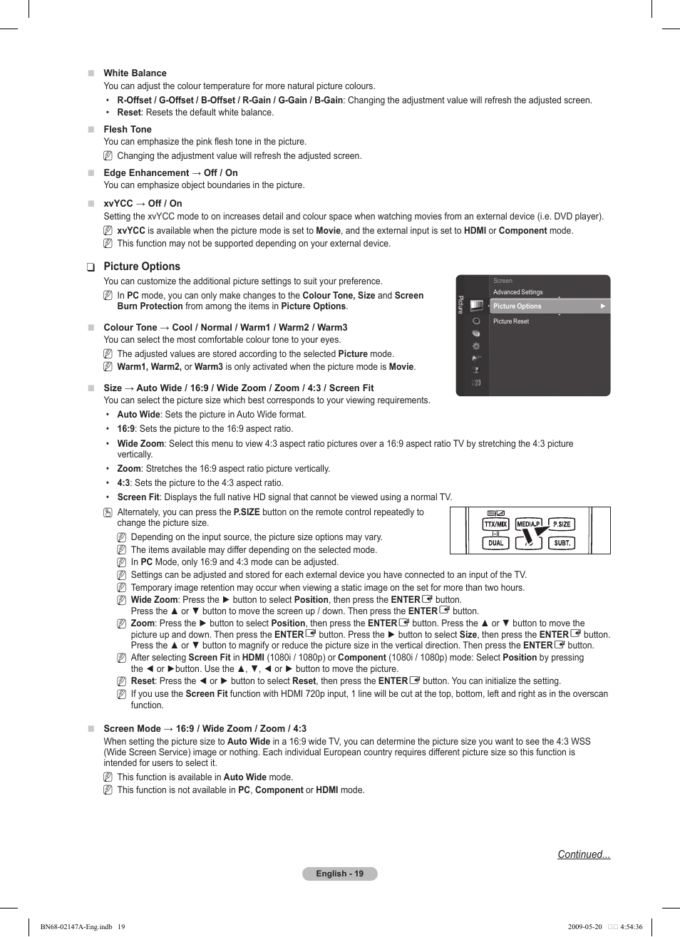 Samsung PS50B579T6S User Manual | Page 19 / 197