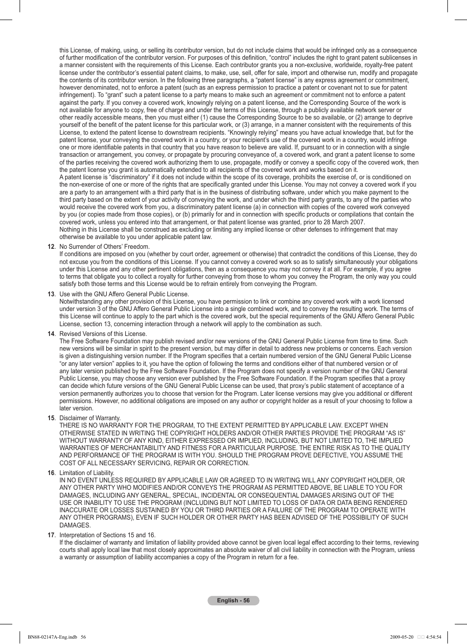 Samsung PS50B579T6S User Manual | Page 56 / 197