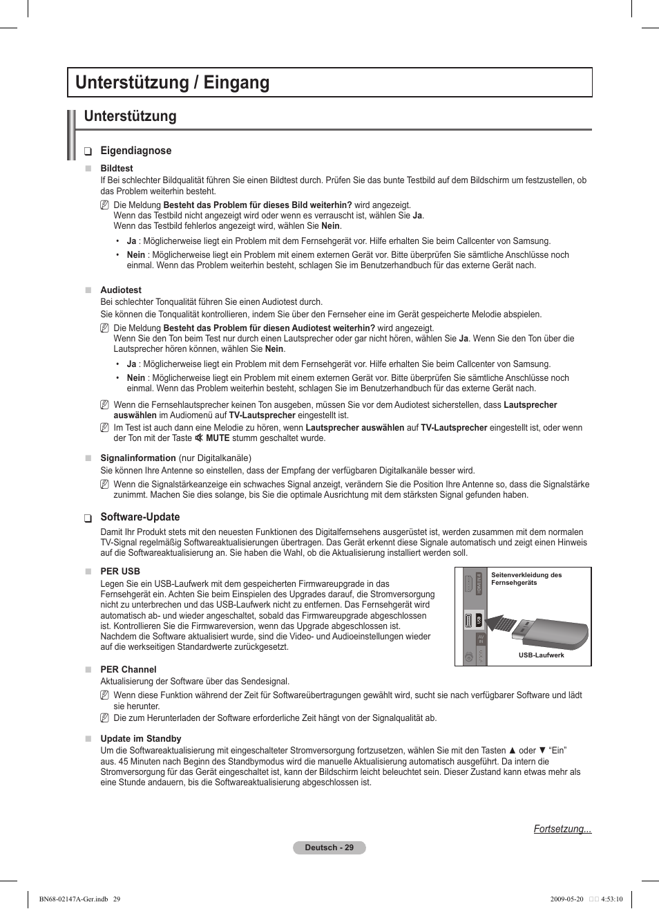 Unterstützung / eingang, Unterstützung | Samsung PS50B579T6S User Manual | Page 86 / 197