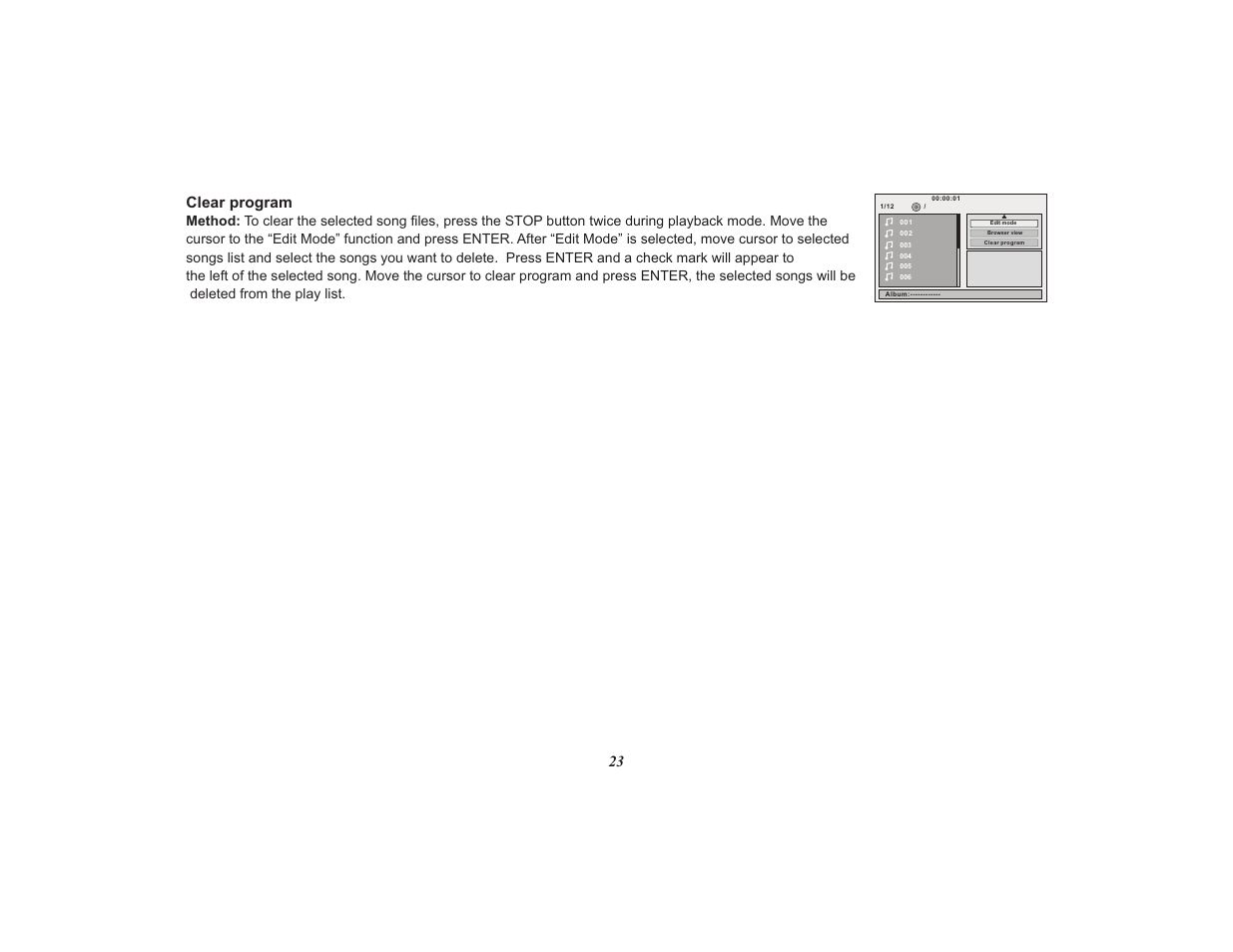 23 clear program | Audiovox Mobile Video VOD108FR User Manual | Page 27 / 56