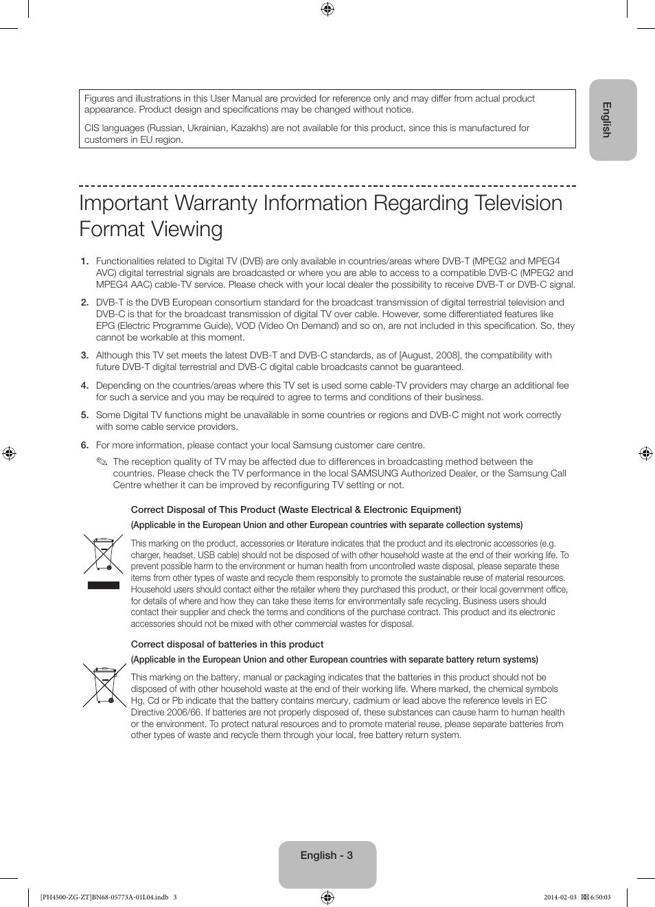 Samsung PE43H4500AW User Manual | Page 3 / 91