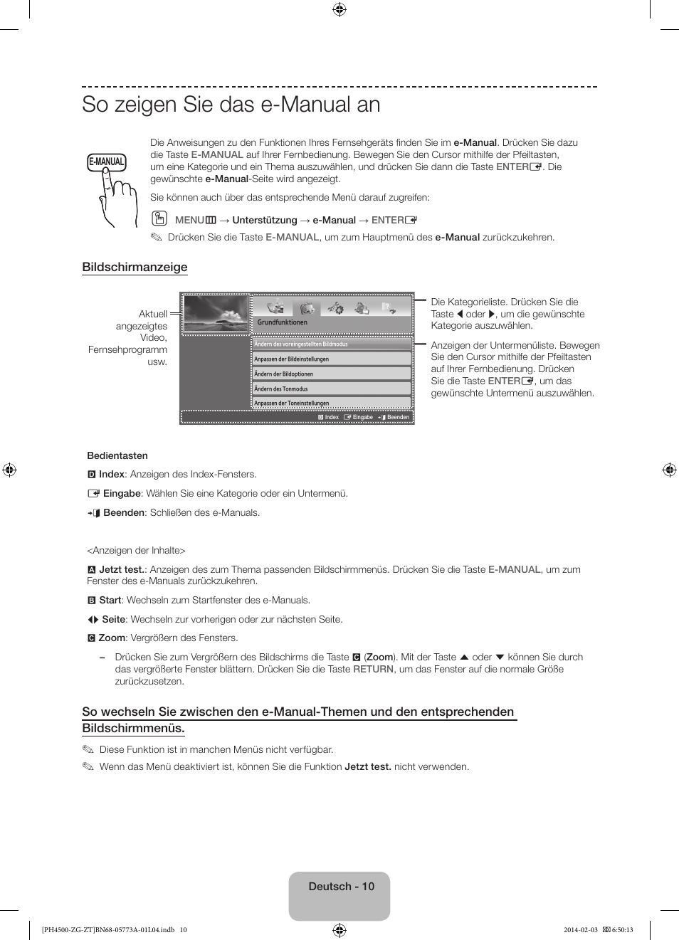 So zeigen sie das e-manual an | Samsung PE43H4500AW User Manual | Page 32 / 91