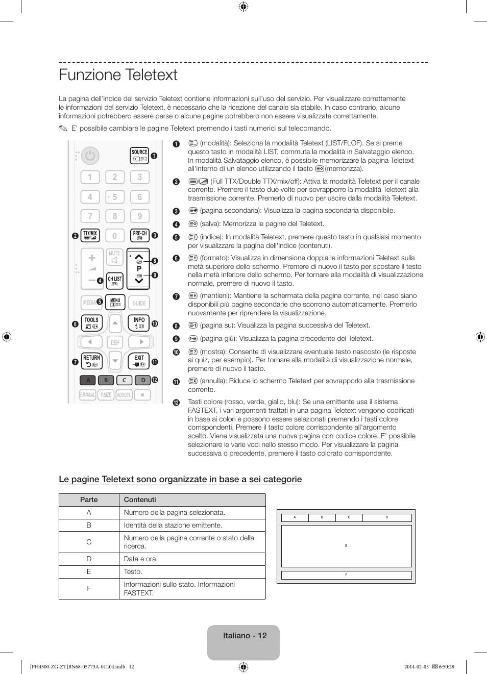 Funzione teletext | Samsung PE43H4500AW User Manual | Page 78 / 91