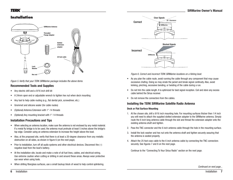 Installation | Audiovox Terk SIRMarine User Manual | Page 4 / 7