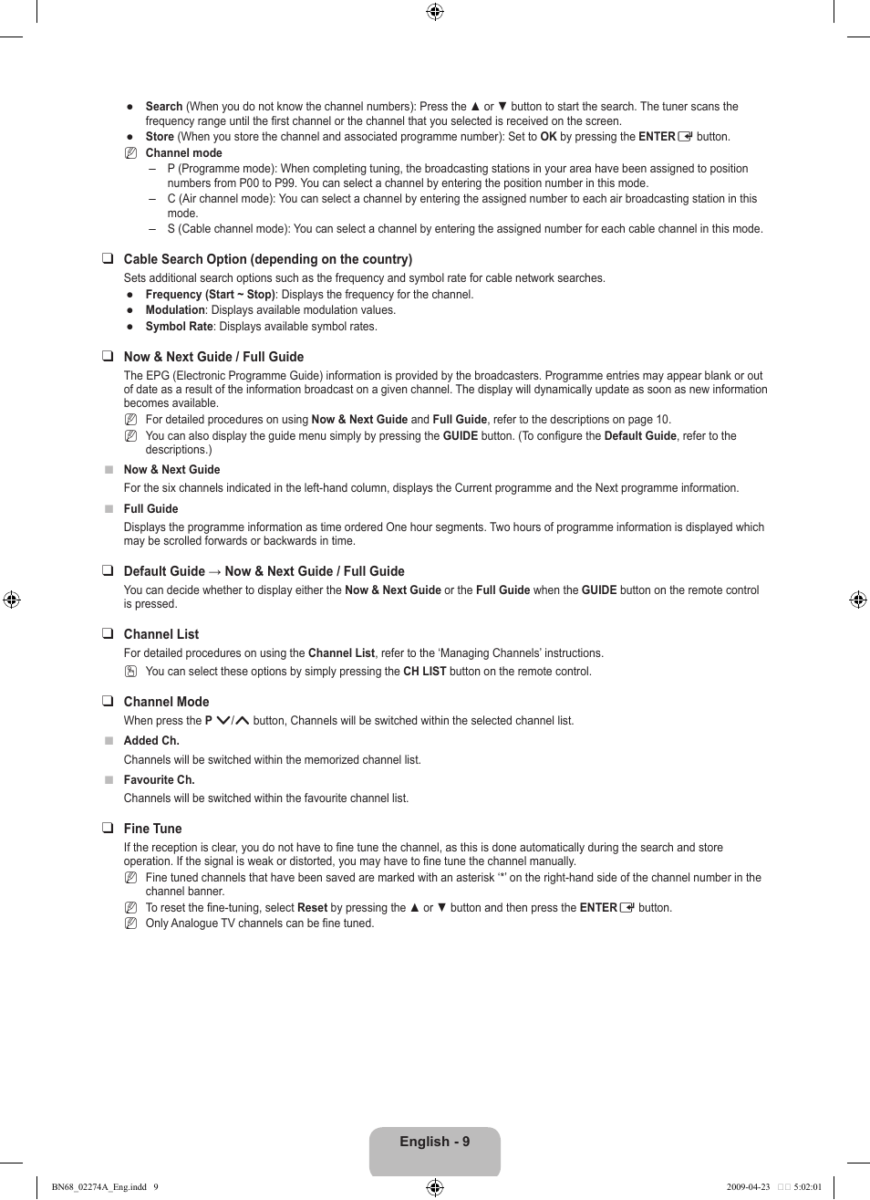 Samsung LE32B530P7N User Manual | Page 11 / 282