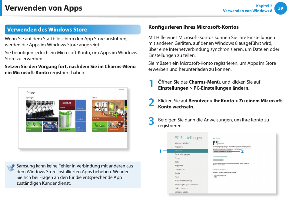 Verwenden von apps | Samsung NP450R5GE User Manual | Page 40 / 122