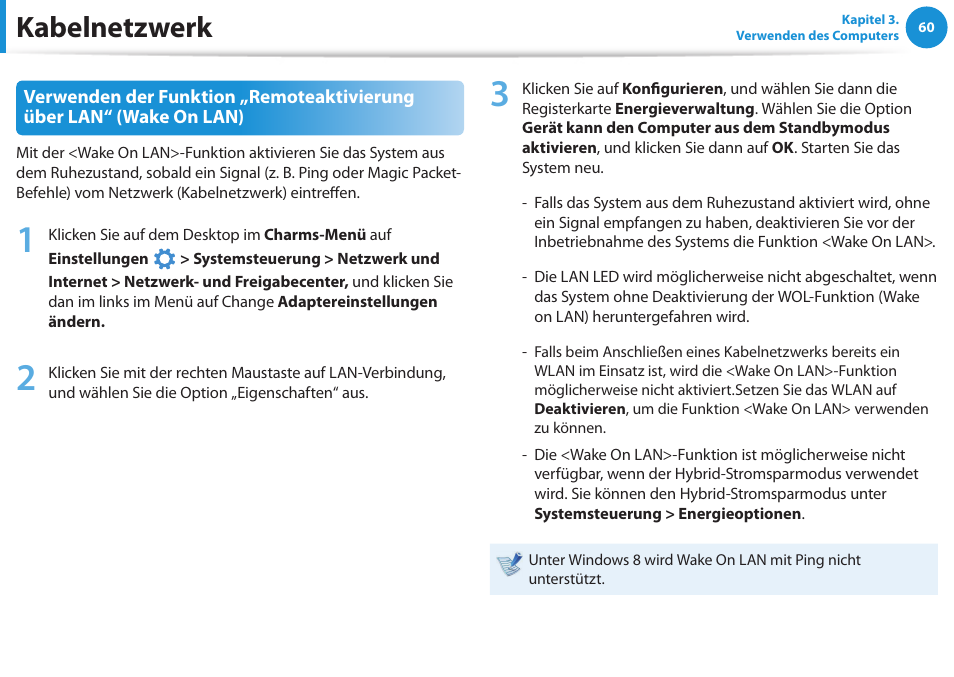 Kabelnetzwerk | Samsung NP450R5GE User Manual | Page 61 / 122