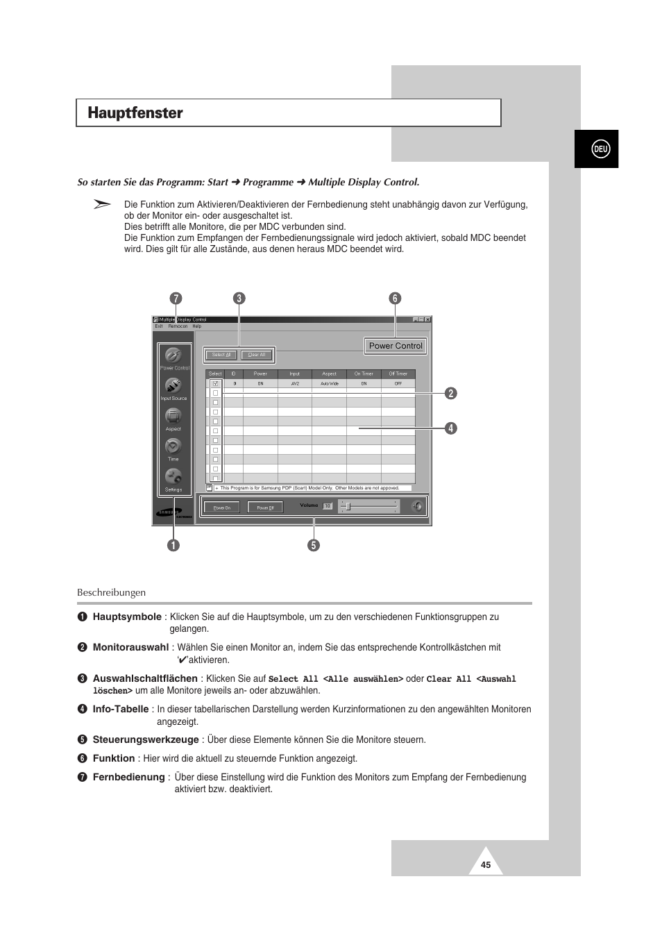 Hauptfenster | Samsung PS-50P2HT User Manual | Page 101 / 337