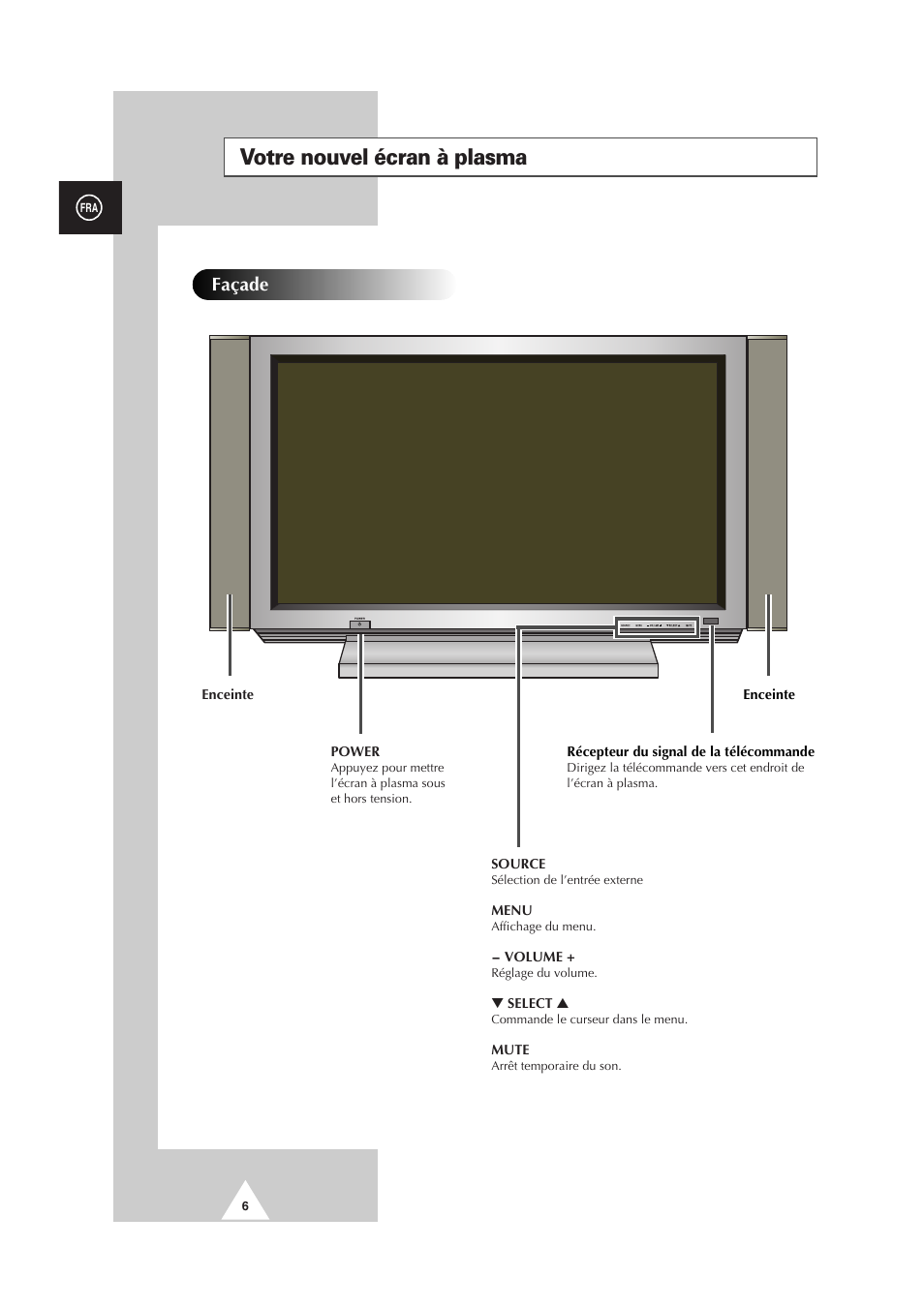 Votre nouvel écran à plasma, Façade | Samsung PS-50P2HT User Manual | Page 118 / 337