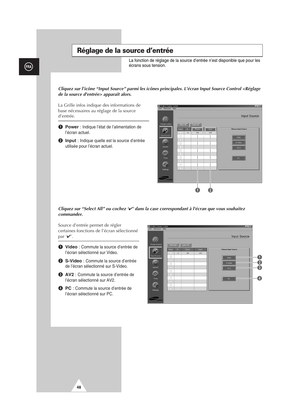 Réglage de la source d’entrée | Samsung PS-50P2HT User Manual | Page 160 / 337