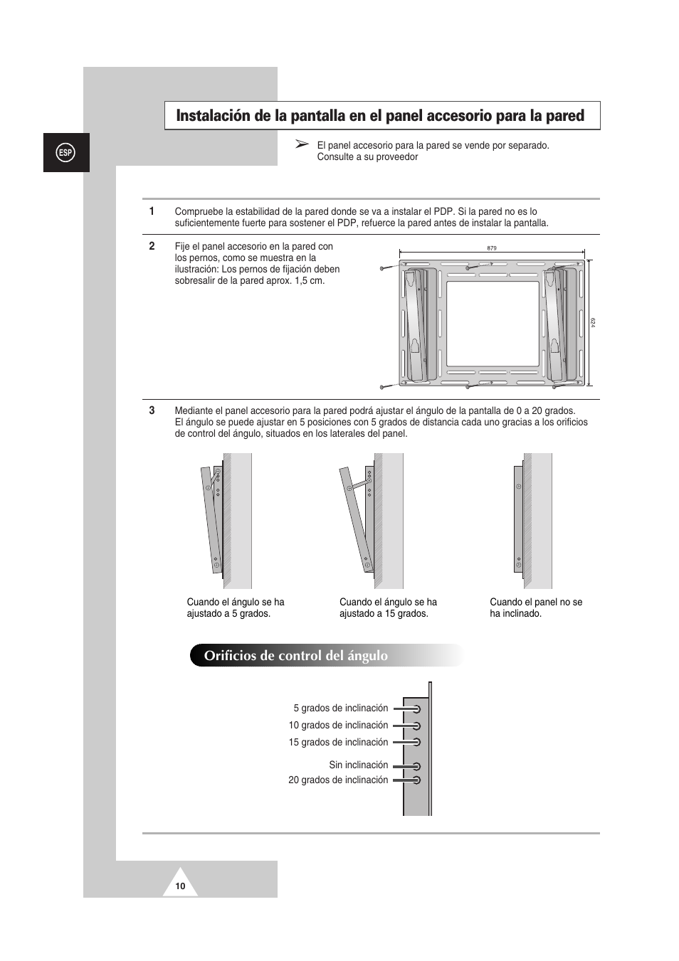 Orificios de control del ángulo | Samsung PS-50P2HT User Manual | Page 234 / 337