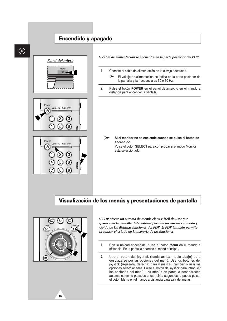 Encendido y apagado | Samsung PS-50P2HT User Manual | Page 240 / 337