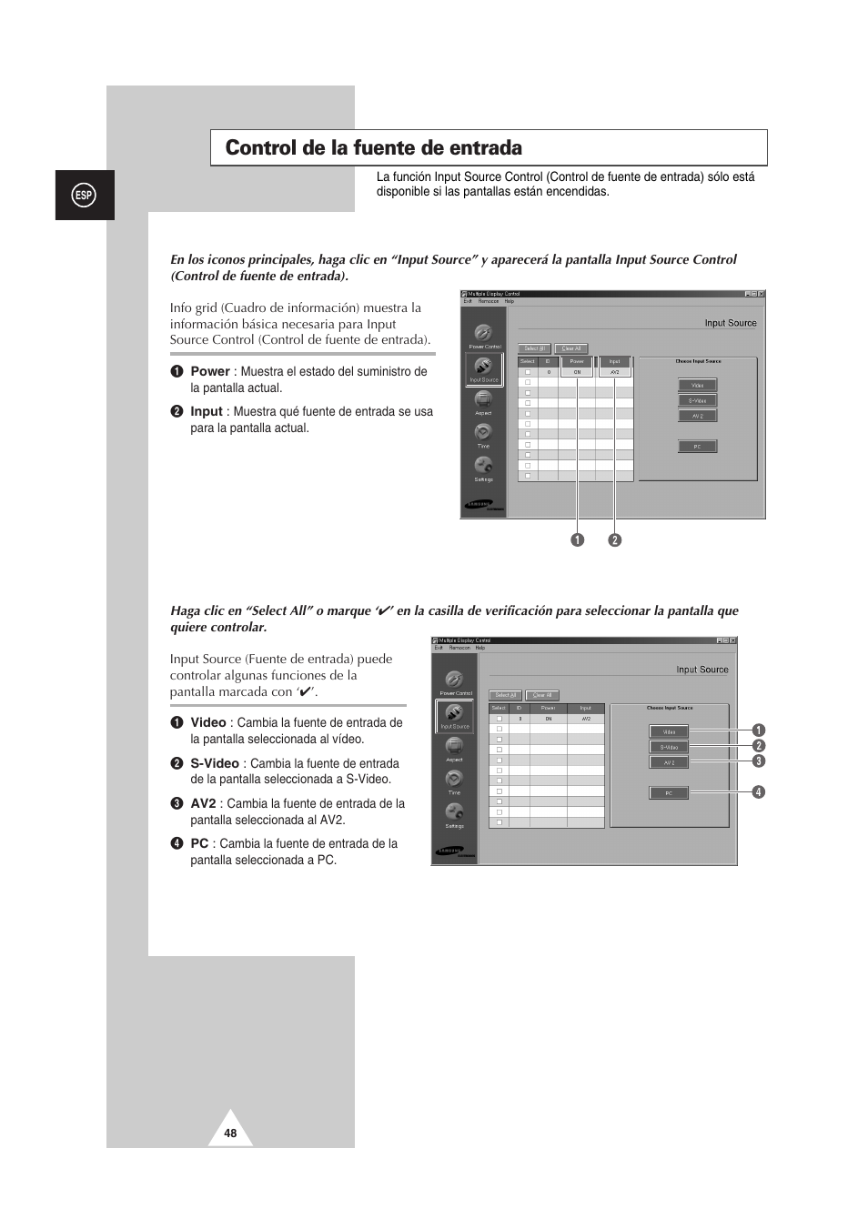 Control de la fuente de entrada | Samsung PS-50P2HT User Manual | Page 272 / 337