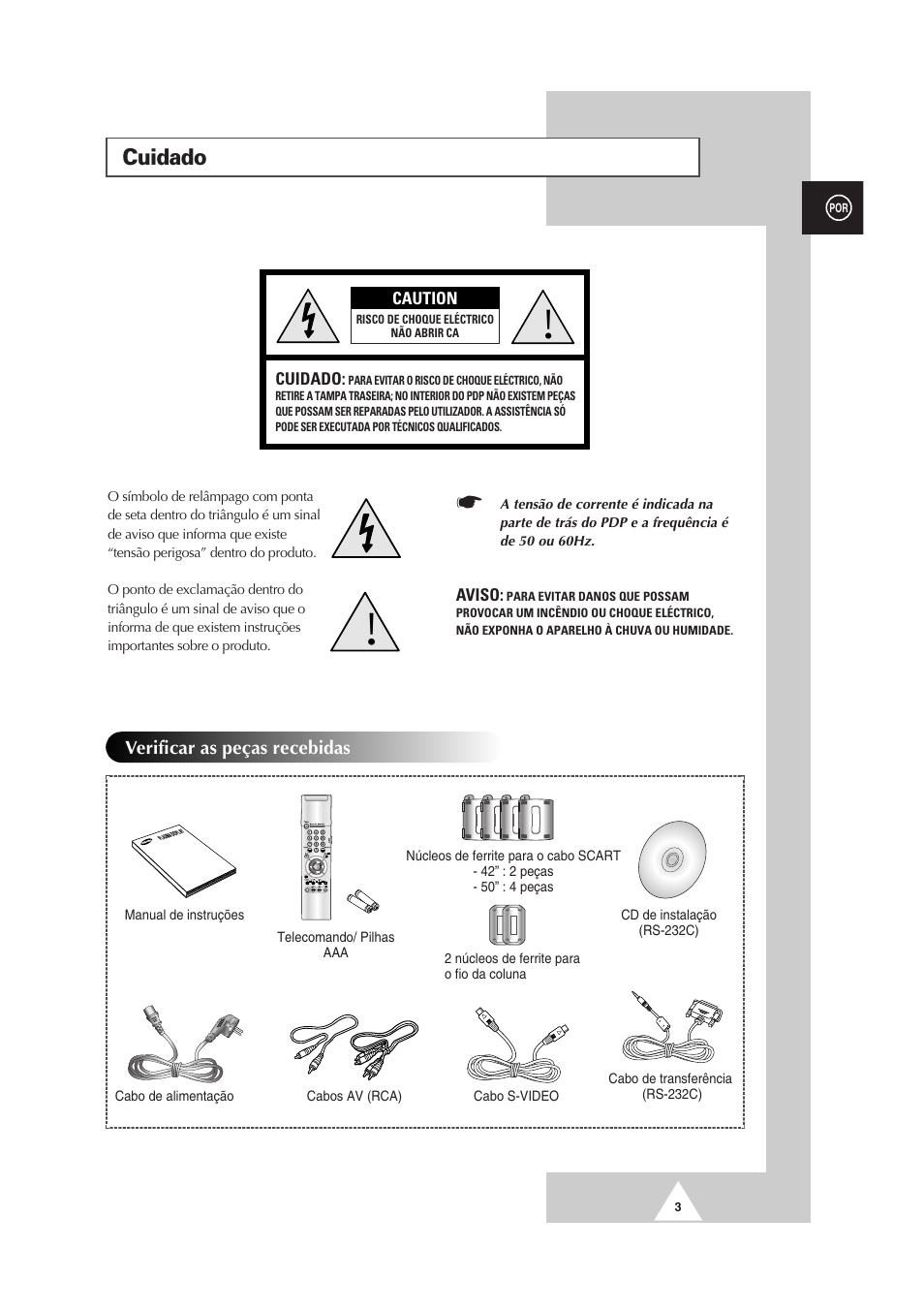 Cuidado | Samsung PS-50P2HT User Manual | Page 283 / 337