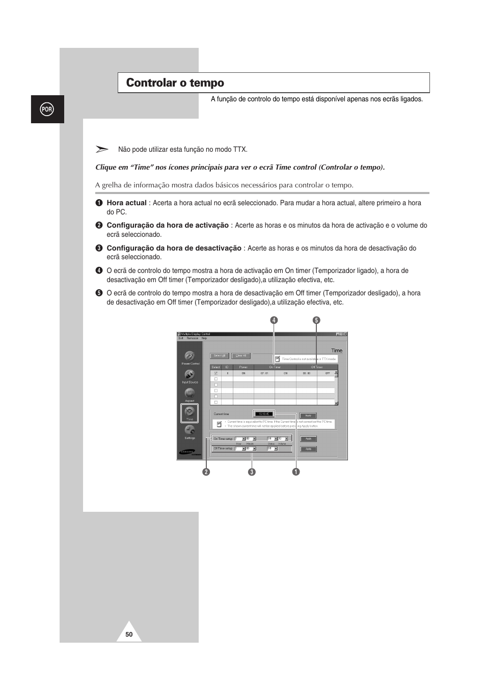 Controlar o tempo | Samsung PS-50P2HT User Manual | Page 330 / 337