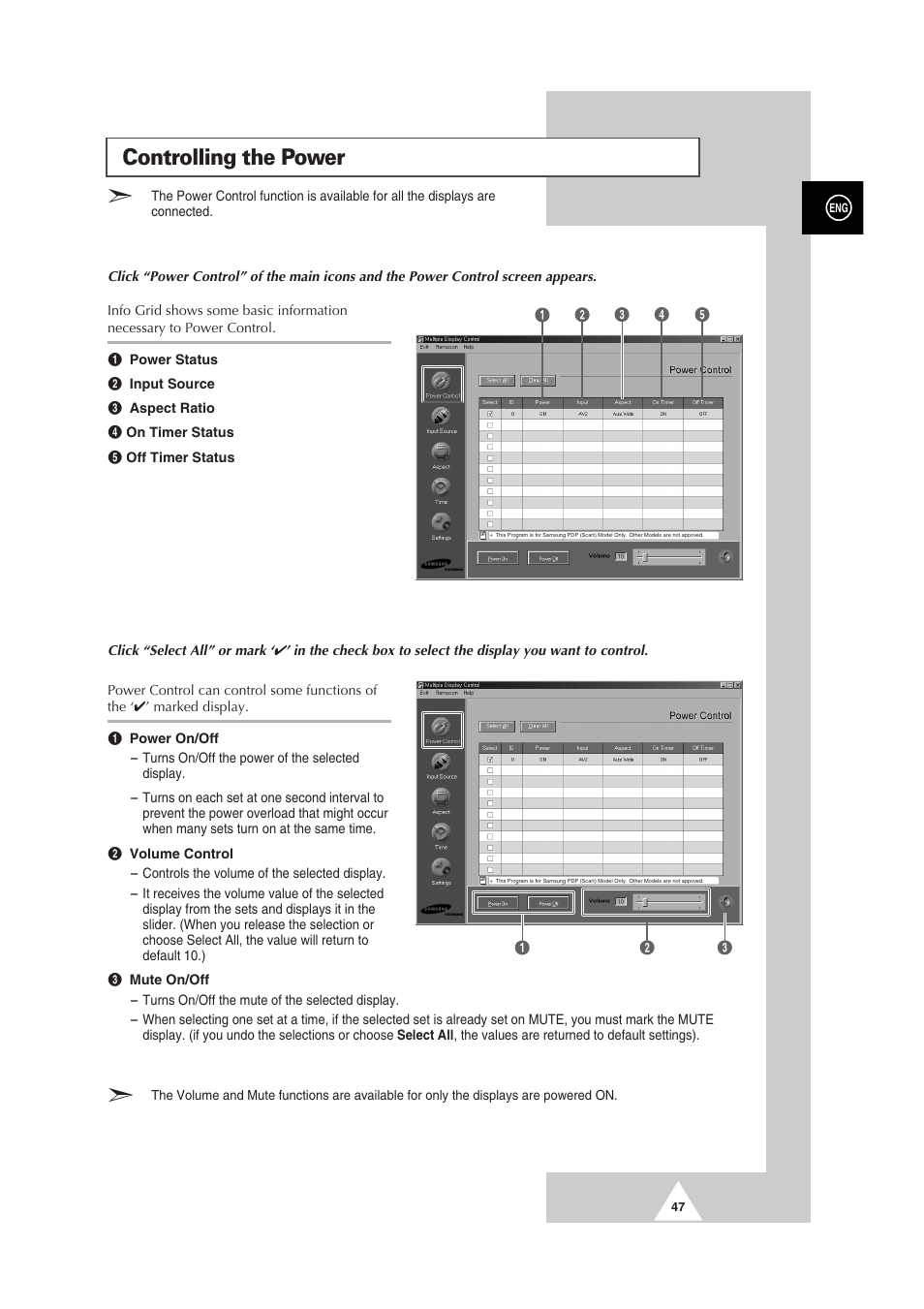 Controlling the power | Samsung PS-50P2HT User Manual | Page 47 / 337