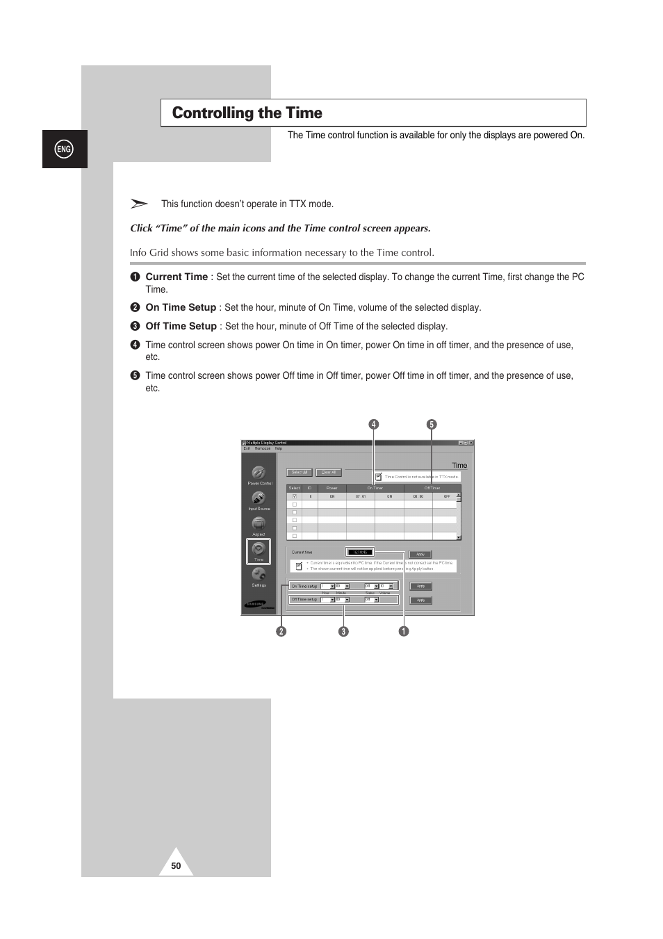 Controlling the time | Samsung PS-50P2HT User Manual | Page 50 / 337