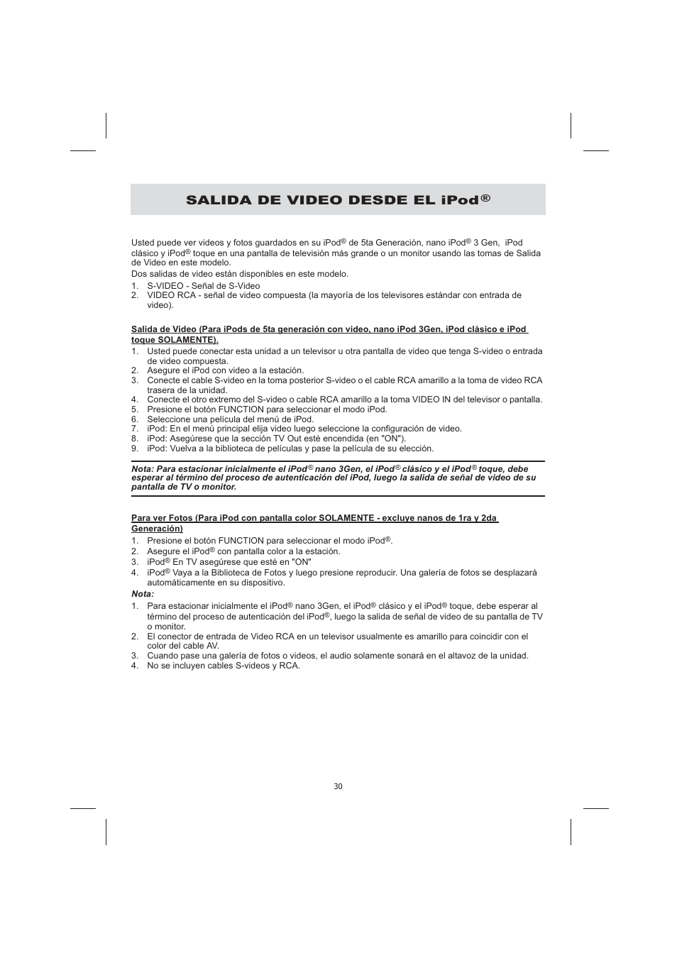 Salida de video desde el ipod | Audiovox CE710CR User Manual | Page 34 / 60