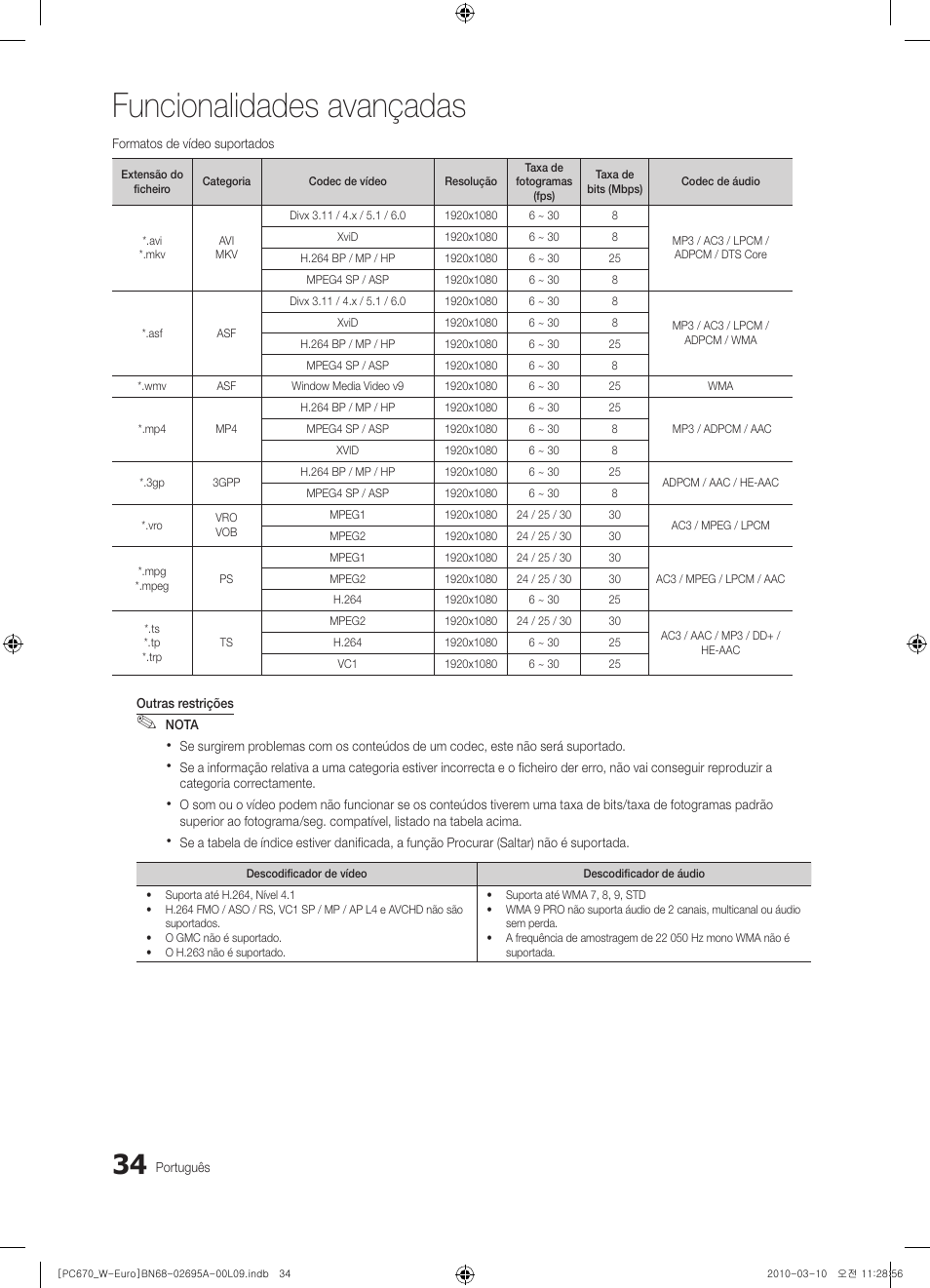 Funcionalidades avançadas | Samsung PS50C670G3S User Manual | Page 334 / 452