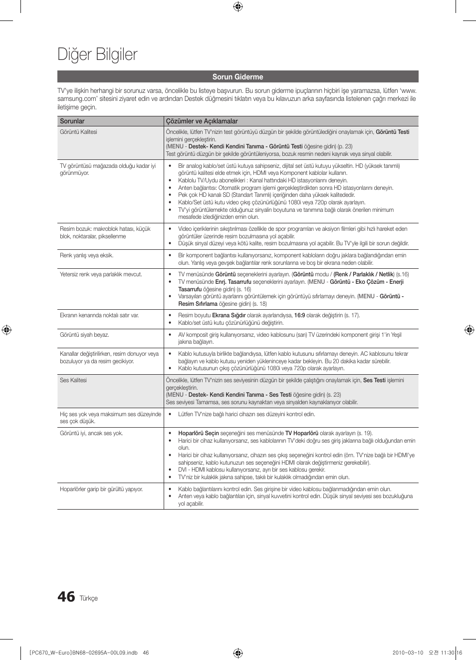 Diğer bilgiler | Samsung PS50C670G3S User Manual | Page 446 / 452