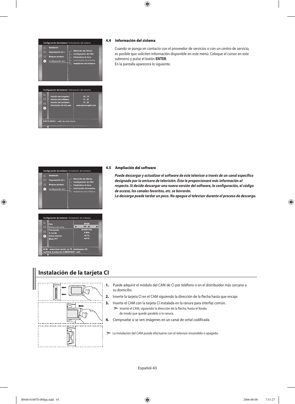 Instalación de la tarjeta ci | Samsung LE32N73BD User Manual | Page 99 / 111