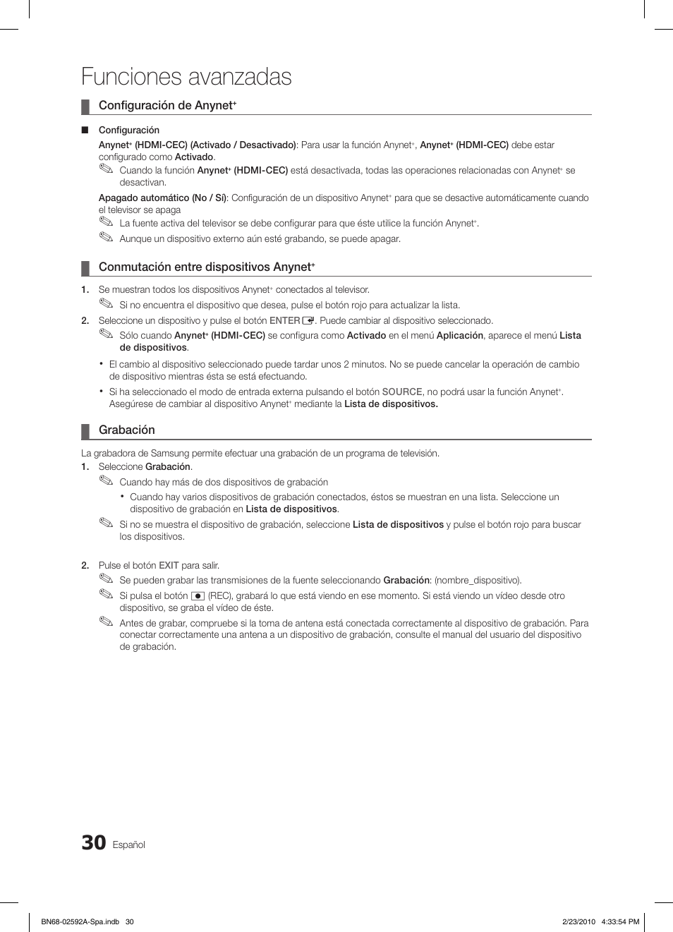 Funciones avanzadas | Samsung LE32C450E1W User Manual | Page 108 / 236