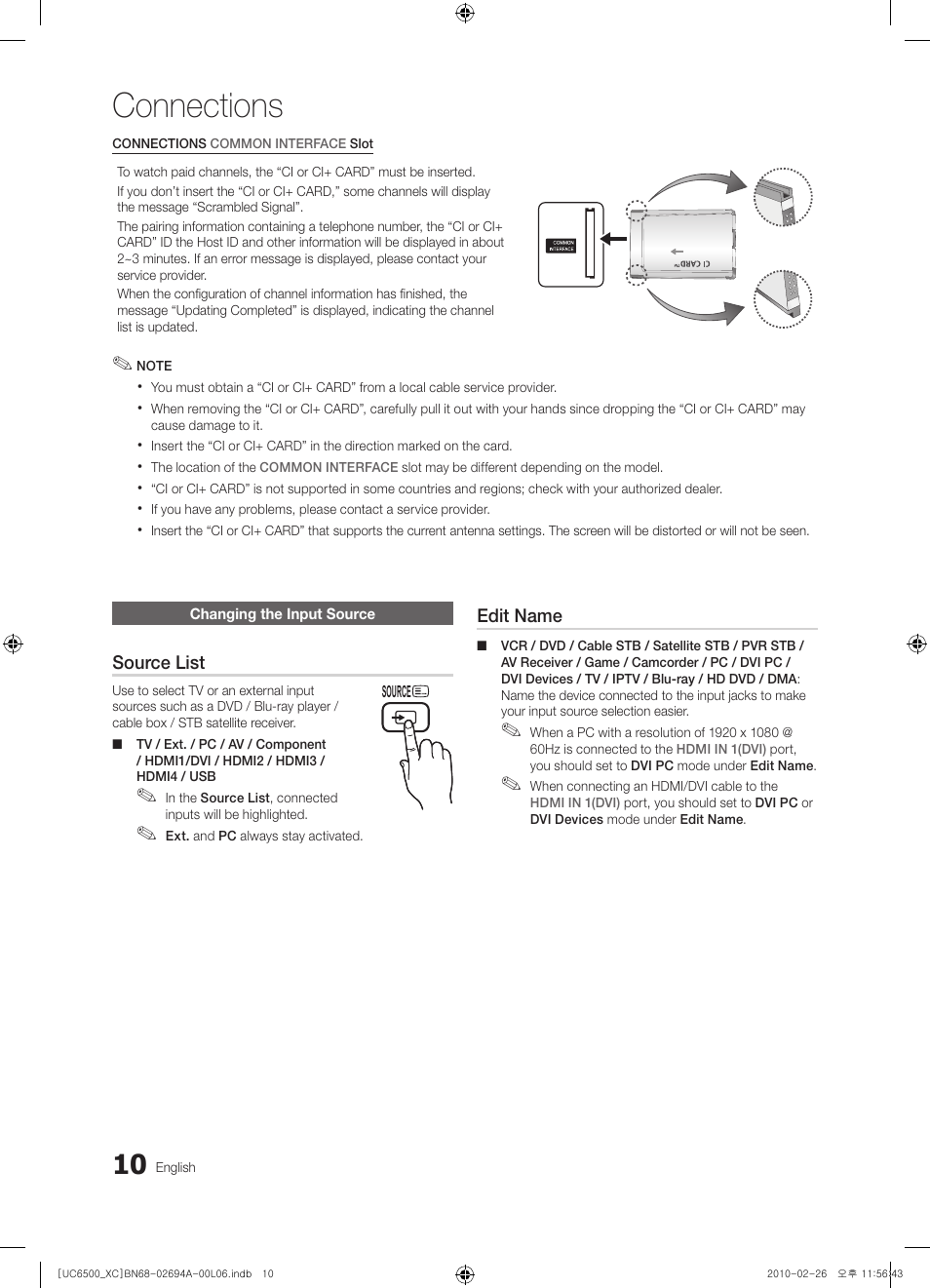 Connections | Samsung UE32C6500UW User Manual | Page 10 / 350
