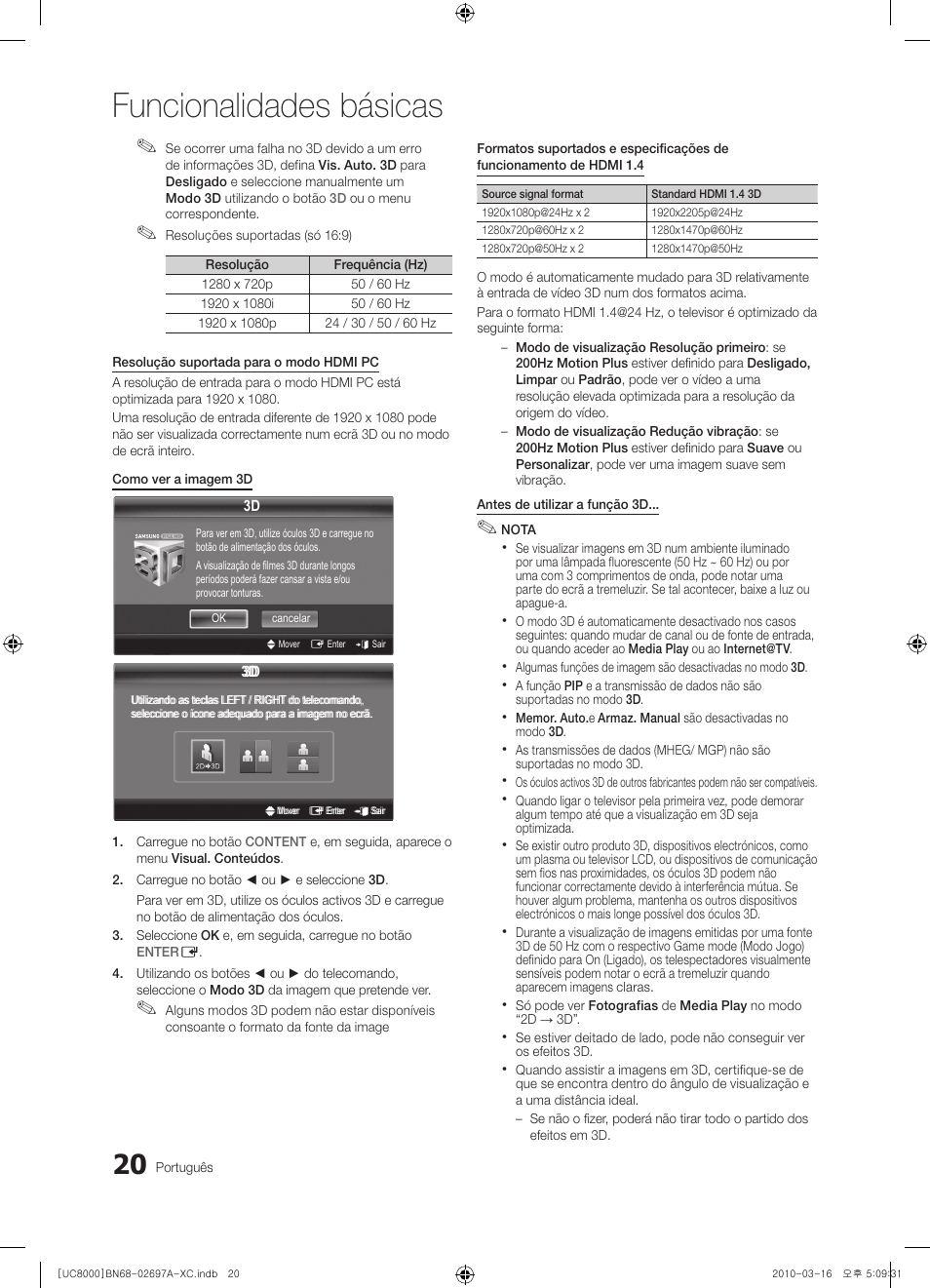 Funcionalidades básicas | Samsung UE40C8000XW User Manual | Page 209 / 379