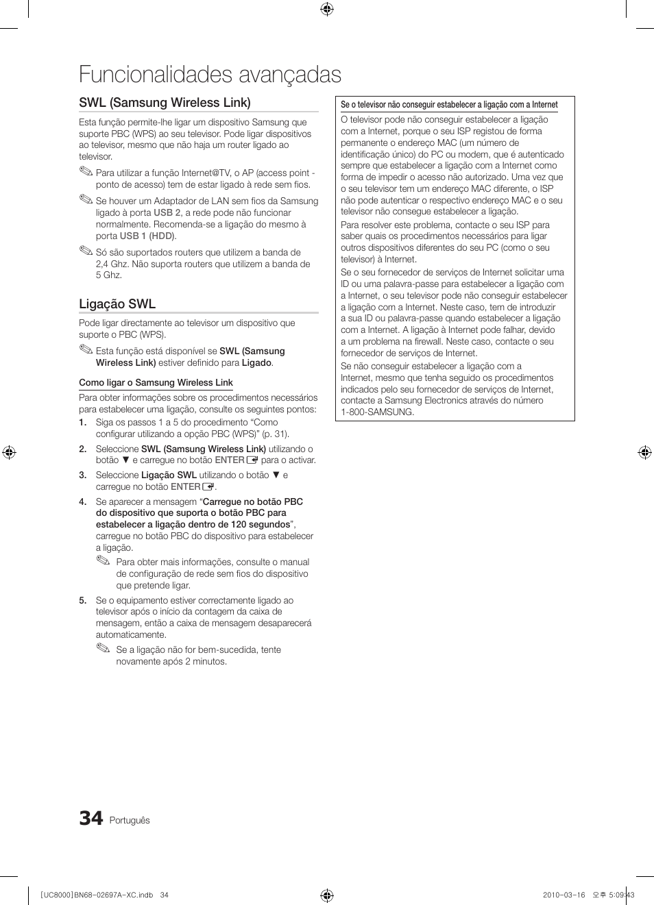 Funcionalidades avançadas | Samsung UE40C8000XW User Manual | Page 223 / 379