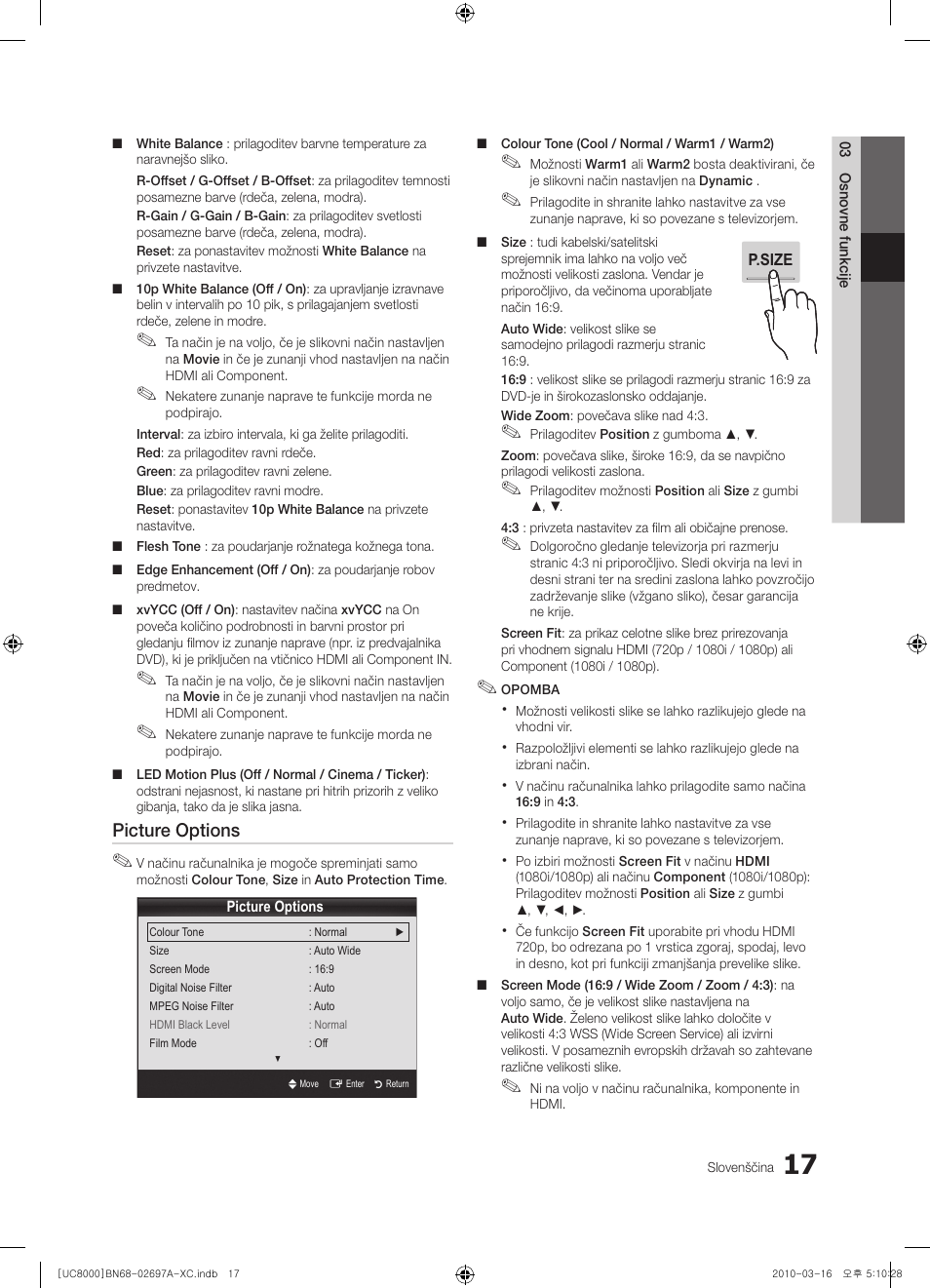 Picture options | Samsung UE40C8000XW User Manual | Page 269 / 379