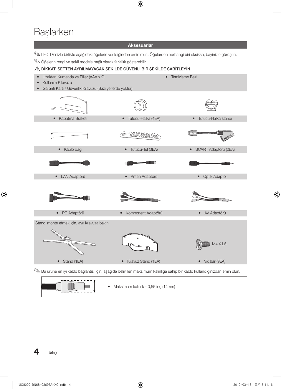 Başlarken | Samsung UE40C8000XW User Manual | Page 319 / 379